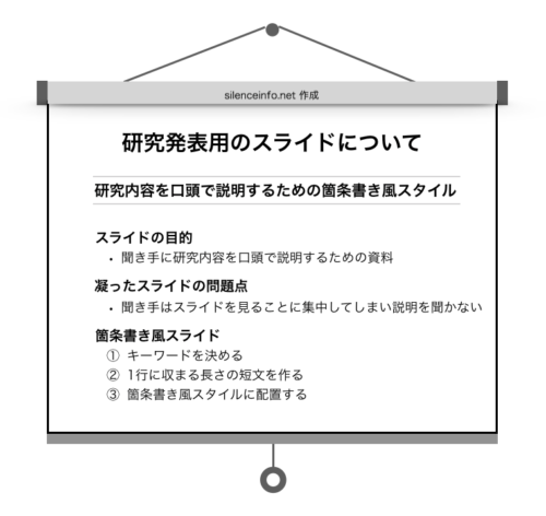 箇条書き風のスタイルで作成されたスライドの例